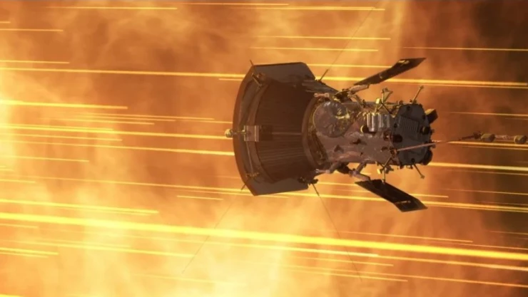 Representación artística de la sonda solar Parker volando cerca del Sol
