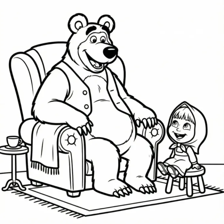 Masha y el Oso para colorear