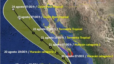 Hurac&aacute;n “Genevieve” se localiza al sur de la Pen&iacute;nsula de Baja California
