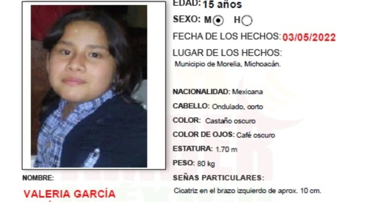 Alerta Amber Valeria Garcia Michoacán
