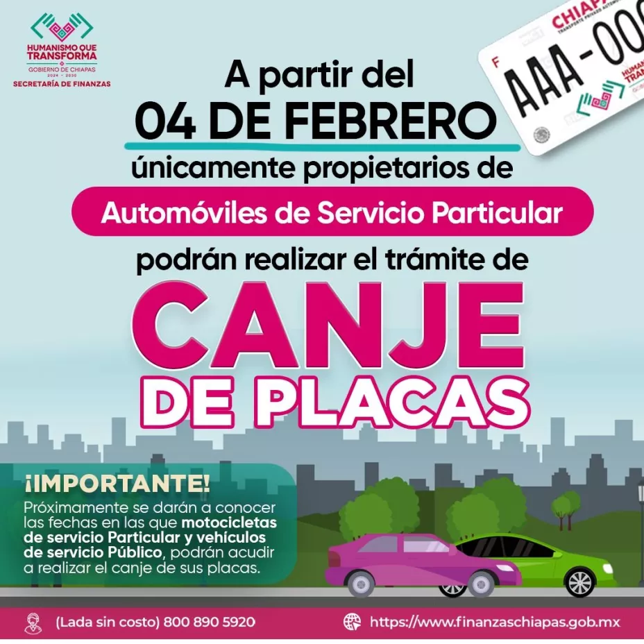 Canje de placas Chiapas 2025