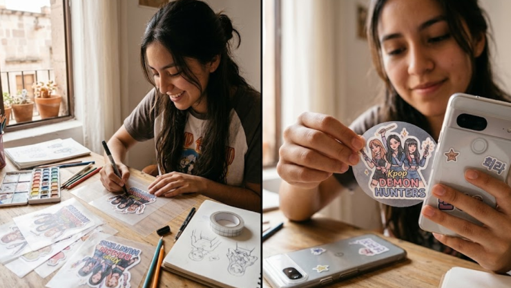 Cómo hacer stickers caseros de KPop Demon Hunters para pegar en tu celular