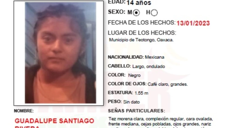 Alerta Amber Guadalupe Santiago Oaxaca