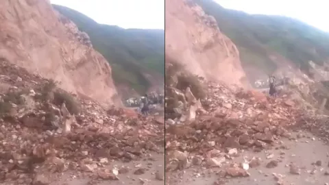 VIDEO: Muere bruja aplastada tras intentar detener un fuerte deslave