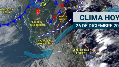 Imagen satelital del clima en México hoy 26 de diciembre de 2024