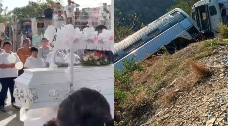 descarrilamiento del Tren Interoceánico en Oaxaca, despiden a niña fallecida