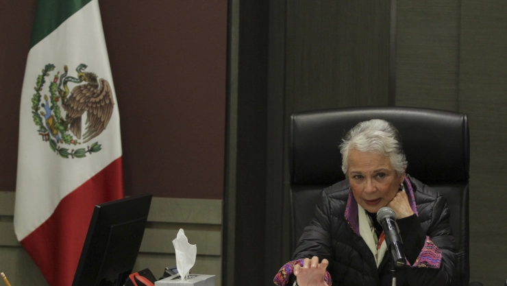 Olga Sánchez Cordero se reune con medios