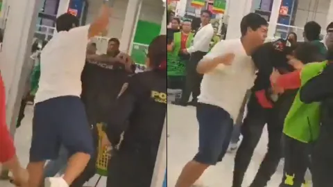 VIDEO: Farderos golpean a policías de Bodega Aurrerá de La Viga tras una revisión