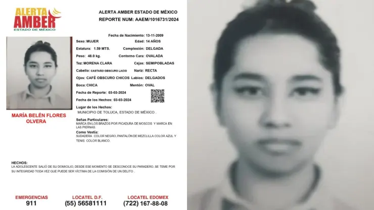 Alerta Amber María Belén Flores Olvera Toluca Edomex