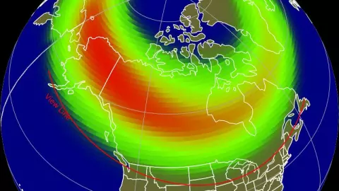 El principal efecto de la tormenta solar G1 es la creación de auroras boreales en la siguiente zona