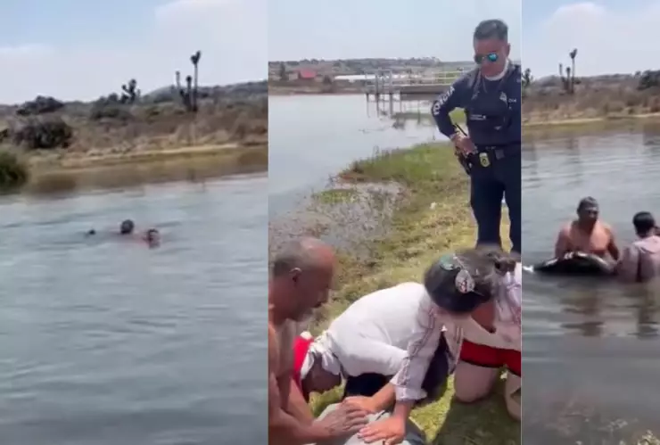 Testigos salvan a dos menores de ahogarse en Hidalgo mientras policías solo miraban