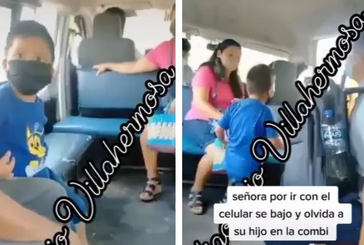 Por ir en el celular, señora olvida a su hijo en el taxi.