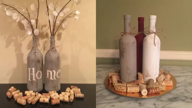 ideas para reciclar botellas de vino y convertirlas en centros de mesa para tu comedor