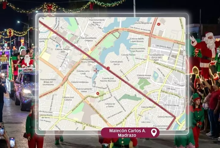 Calles cerradas hoy en Villahermosa por Caravana Navideña: horarios y rutas