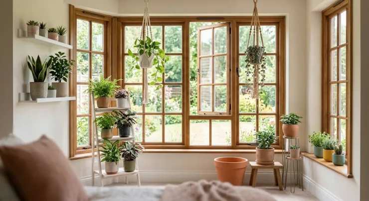 Plantas alrededor de ventana