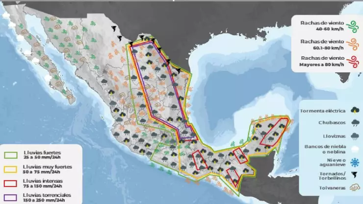 Los 13 estados que tendrán TORRENCIALES lluvias hoy 19 de junio de 2024