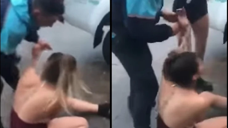 Mujer agredida por policía