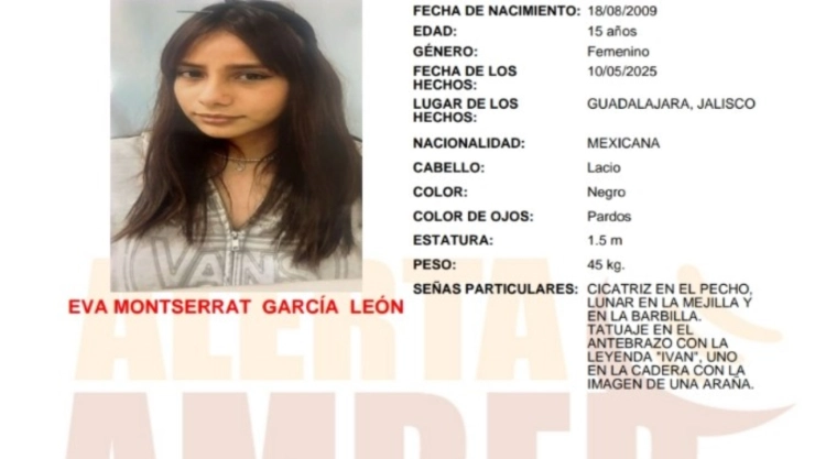 Activan la Alerta Amber en Jalisco por la desaparición de Eva Montserrat García León