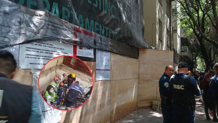 CDMX: Derrumbe de obra en la Cuauhtémoc deja un trabajador prensado (FOTO)