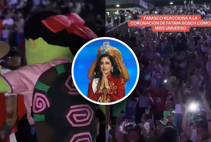 VIDEO: Así fue la reacción de los tabasqueños al ver a Fátima Bosch coronarse como Miss Universo 2025