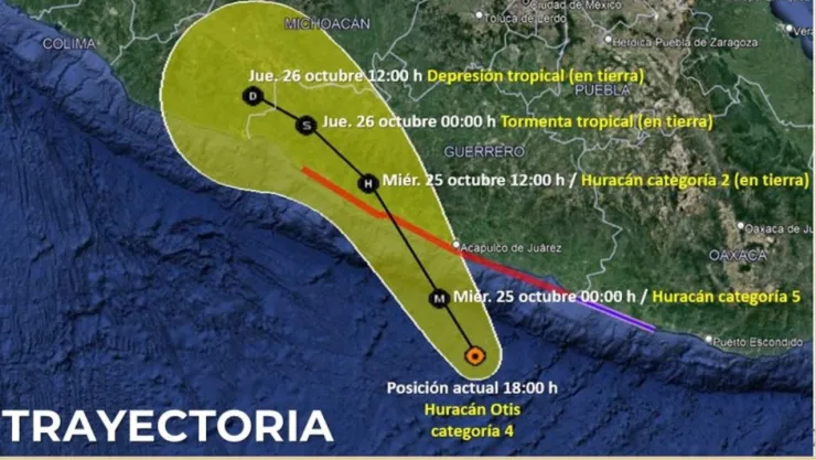 Sigue la trayectoria del huracán “Otis” EN VIVO, ¿cuándo podría tocar tierra?