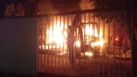 Quema de maquinaria en Jumapa, Celaya