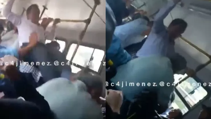 Hombre reparte patadas voladoras en el camión