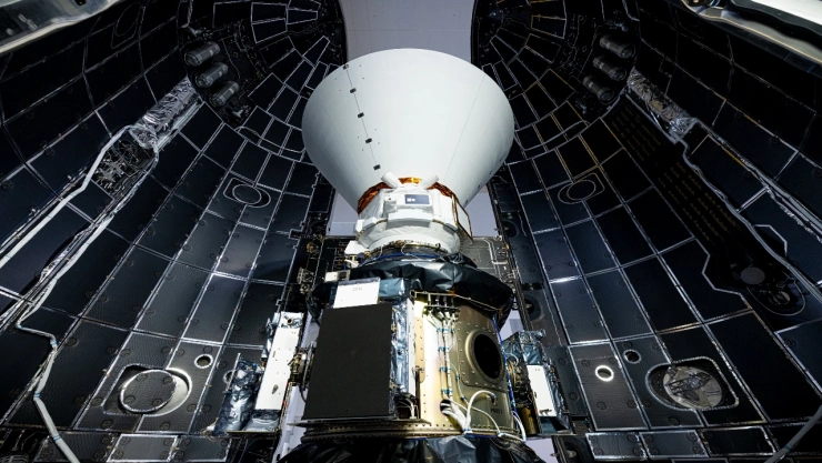 El Observatorio SPHEREx y los satélites PUNCH en el carenado del Falcon