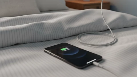 Celular cargando por la noche