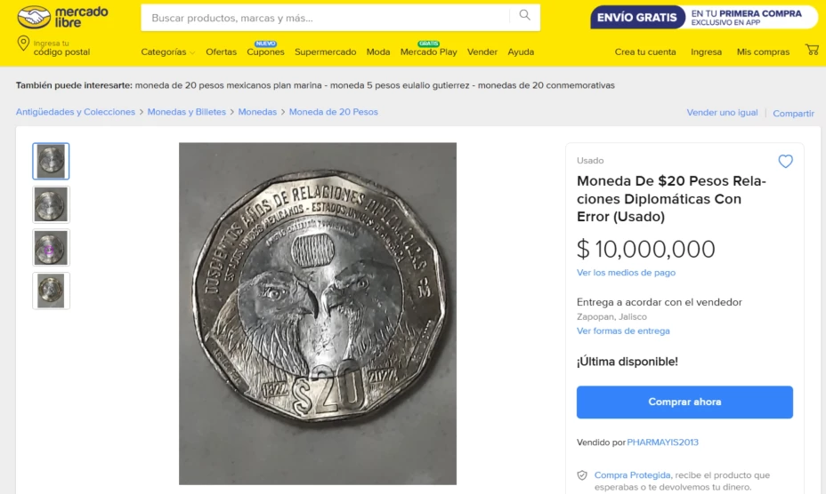moneda 20 pesos