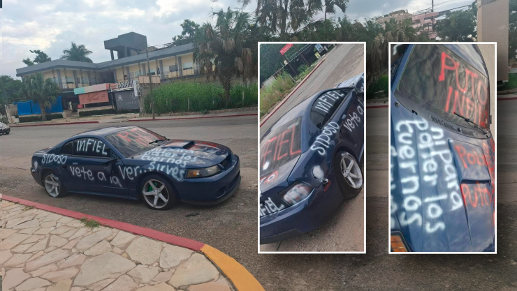 Carro vandalizado Tuxtla Gutiérrez