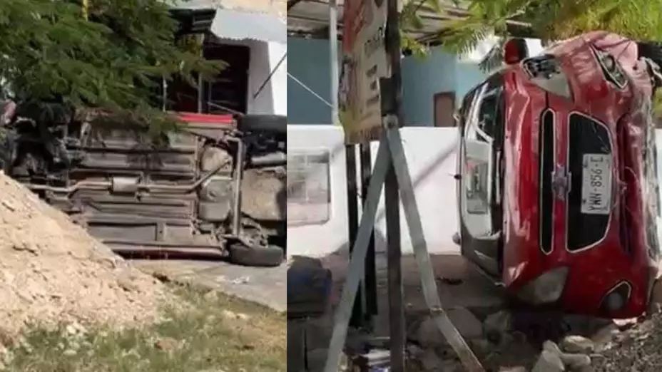 Conductor HUYE tras volcar su AUTO: Así fue el aparatoso accidente