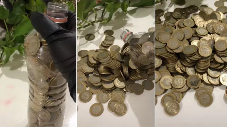 tiktoker muestra cómo ahorrar con botellas de plástico y monedas de 10 pesos.jpg