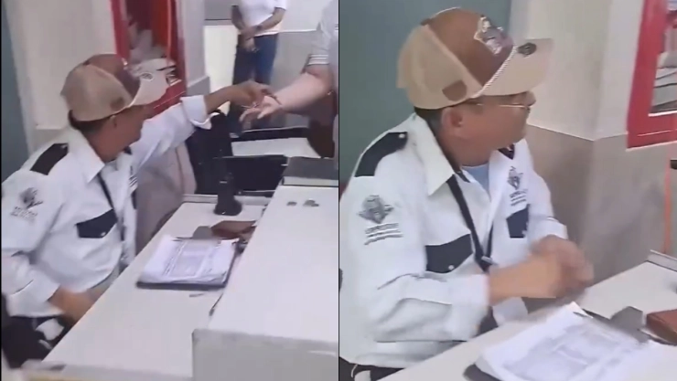 Captura de video de guardia del ISSSTE en Matamoros, Tamaulipas.