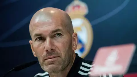 Real Madrid coach Zinedine Zidane during a press conference