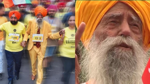 Imágenes de Fauja Singh, el maratonista más viejo del mundo.