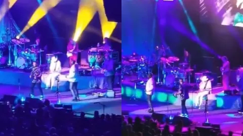 Momento en que Carlos Santana de desmaya en concierto en Michigan.