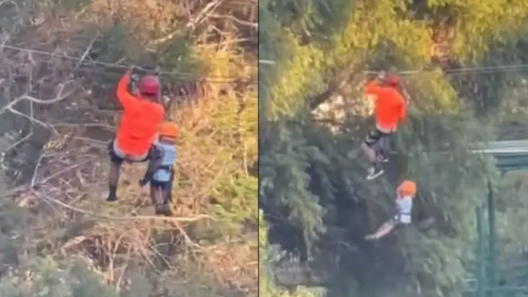 VIDEO niño cae de 12 metros de una tirolesa en Monterrey Nuevo León