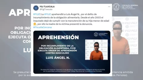 FGJ de Tlaxcala informó el caso: Capturan a deudor alimentario tras 22 años de ausencia