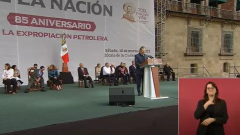 Octavio Romero Oropeza ofrece discurso previo a marcha de AMLO