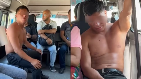 VIDEOS_ ‘Chacalito’ de Cancún se viraliza en redes; iba sin camisa y ‘happy’ en combi.jpg