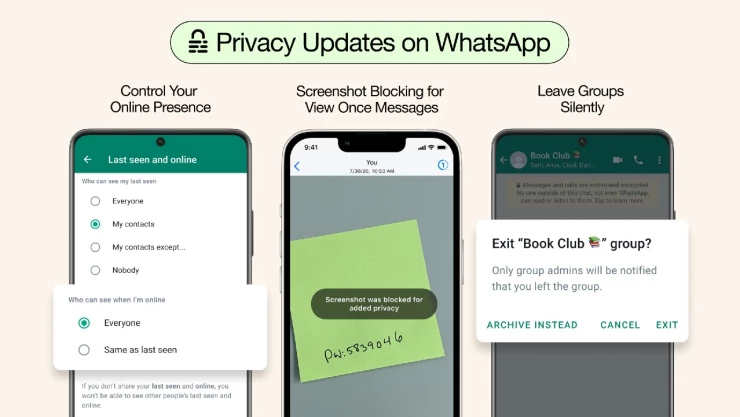 WhatsApp funciones captura de pantalla estado en línea