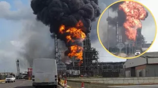 Incendio en planta petrolera