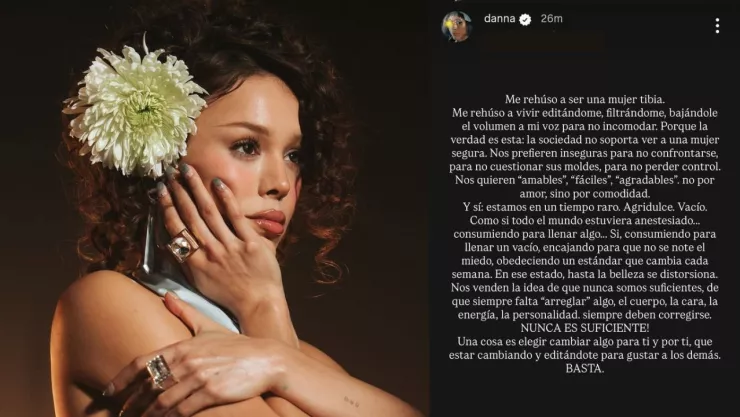 Danna lanza mensaje sobre belleza y presión social: “Me rehúso a apagarme”