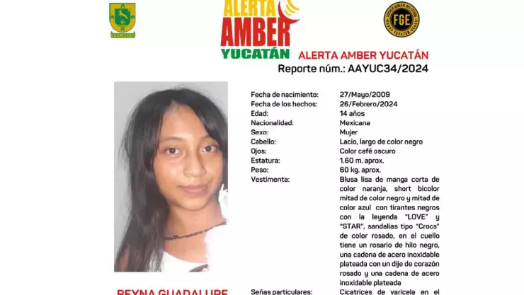 Alerta Amber_ Buscan a Reyna Cen, menor desaparecida en Yucatán