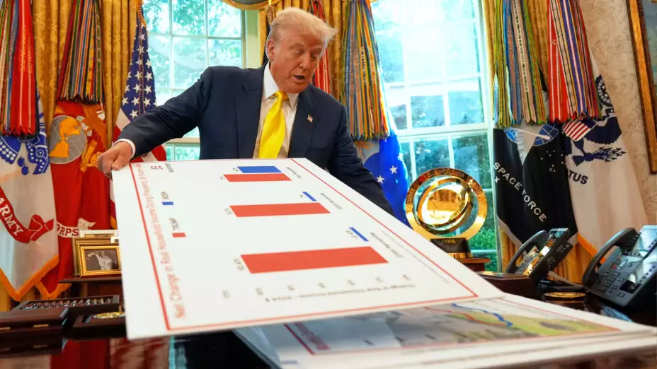 Donald Trump muestra gráficos sobre la Economía de EU.
