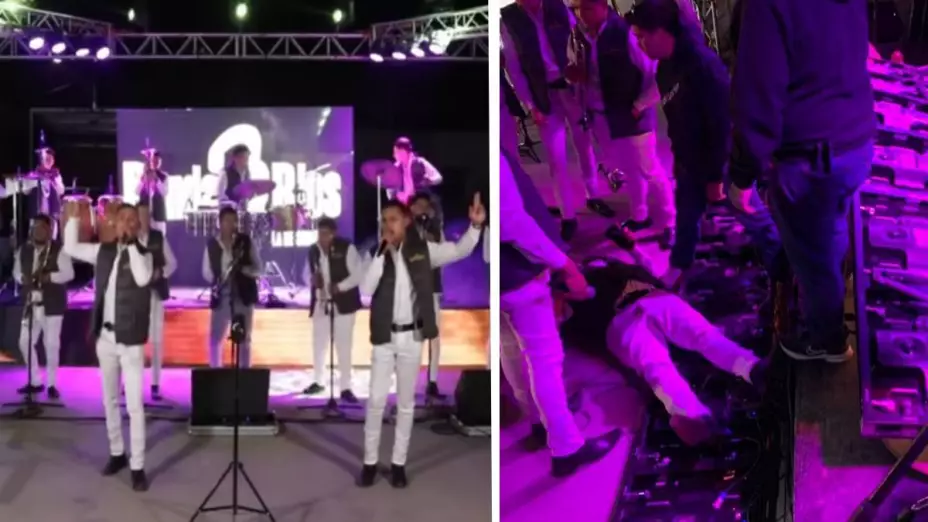 Pantalla gigante aplasta a músico