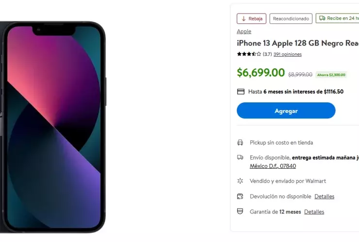 Walmart y su rebaja al iPhone 13 por ser reacondicionado