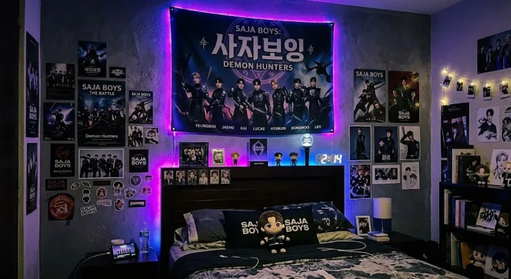 Habitación con decoración de los Saja Boys