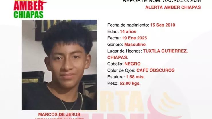 ALERTA AMBER CHIAPAS: Marcos de Jesús desapareció en Tuxtla Gutiérrez